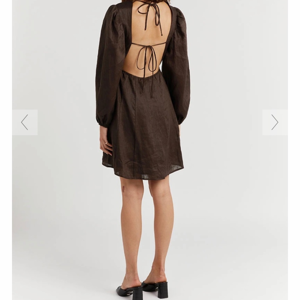 DISSH pua dark linen back out dress - NWT